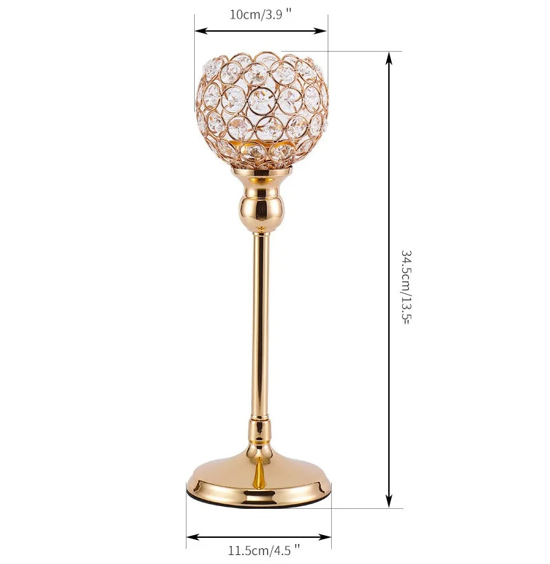 CristaLuce Bougeoir | 3 Coupes en Cristal | Design Arc Moderne | Métal & Verre | 33×9×15,5 cm