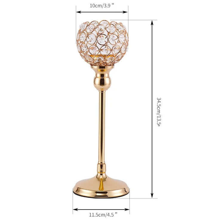 CristaLuce Bougeoir | 3 Coupes en Cristal | Design Arc Moderne | Métal & Verre | 33×9×15,5 cm