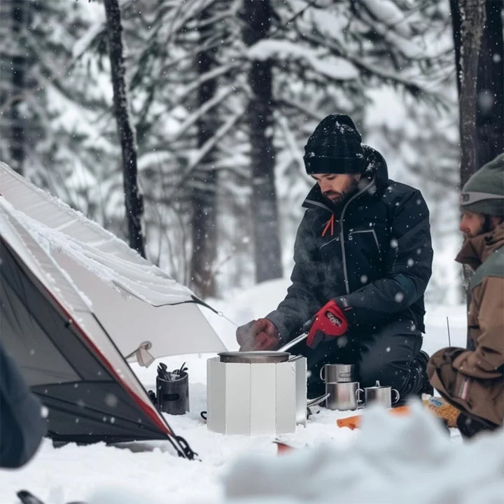 WindShieldX Protection contre le vent pour camping | Pliable & Ultra léger | Acier inoxydable | Pour réchauds à gaz & réchauds d'extérieur