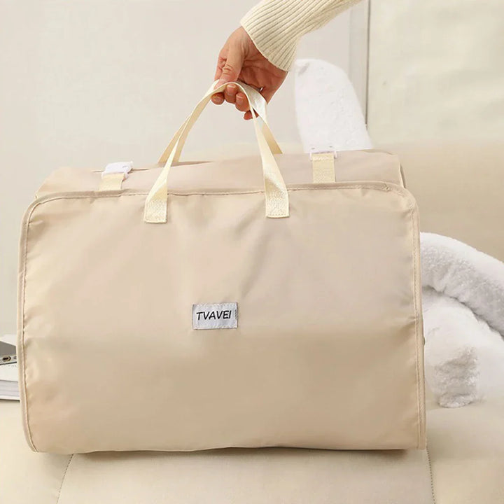 Travella 6-en-1 Sac de rangement de voyage pliable | Suspendu & Portable | Sac multifonction pour vêtements, cosmétiques & accessoires | Gris/Beige/Rose