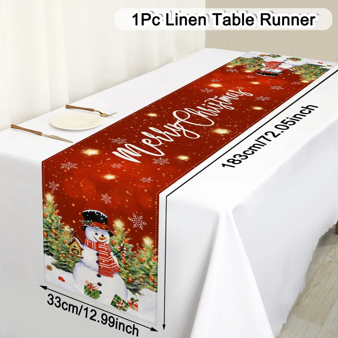 Festivara | Nappe de Noël | Effet lin | Décoration festive pour table à manger & commode | 2025