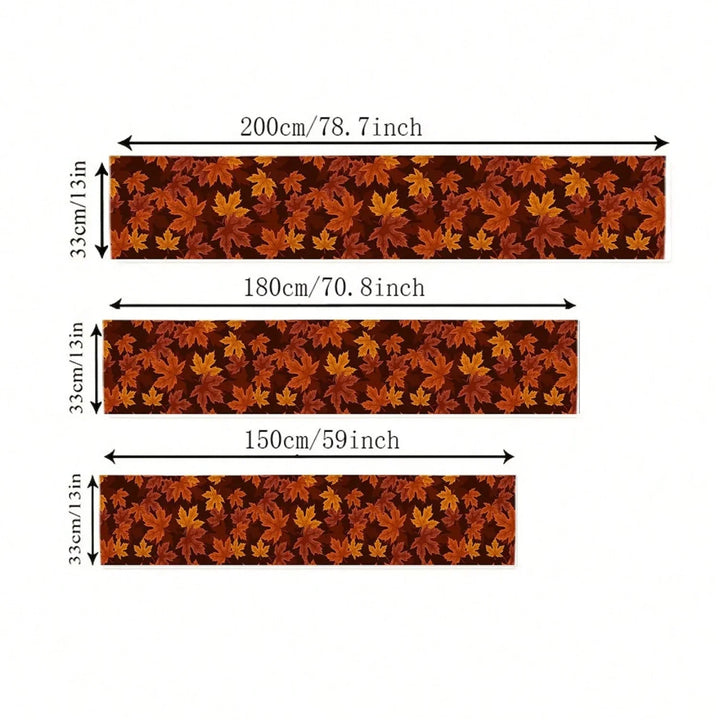 Nappe de Table Autumna LeafRunner en Lin | Décoration d'Automne en Feuille d'Érable | Lavable & Durable | 150–200 × 33 cm