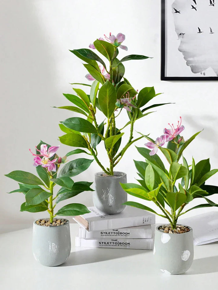 TropiLeaf Azalée Branche d'Azalée & Figuier artificiel | 21–40 cm | Feuilles & Fleurs Tropicales | Décoration pour Maison, Bureau & Jardin