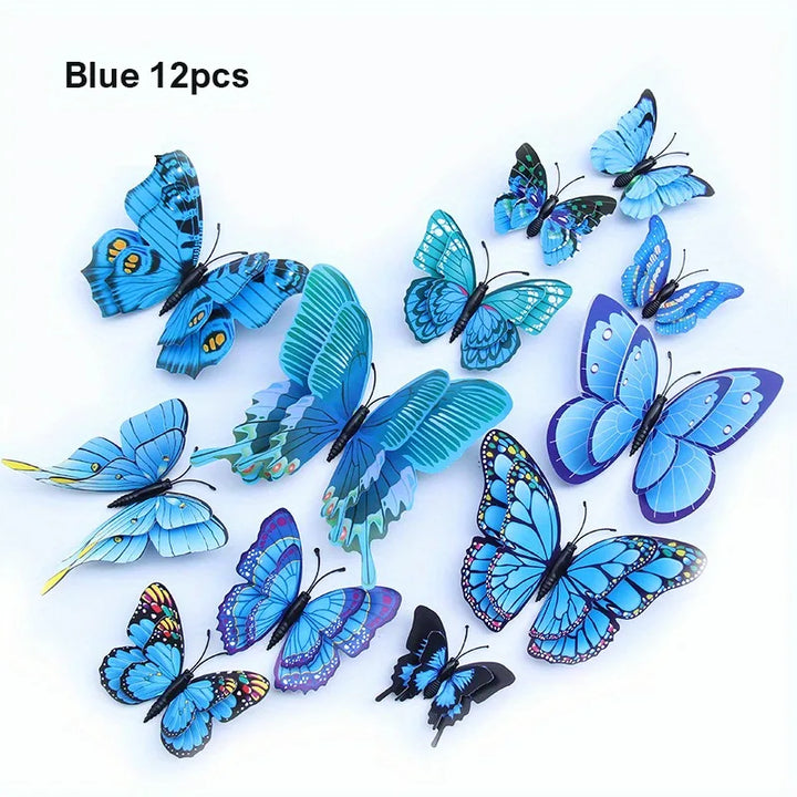 Autocollants muraux 3D Papillons Flutura DecoWings | Ensemble de 12 pièces en apparence à double couche | Pour chambre d'enfant, salon, mariage et décoration DIY