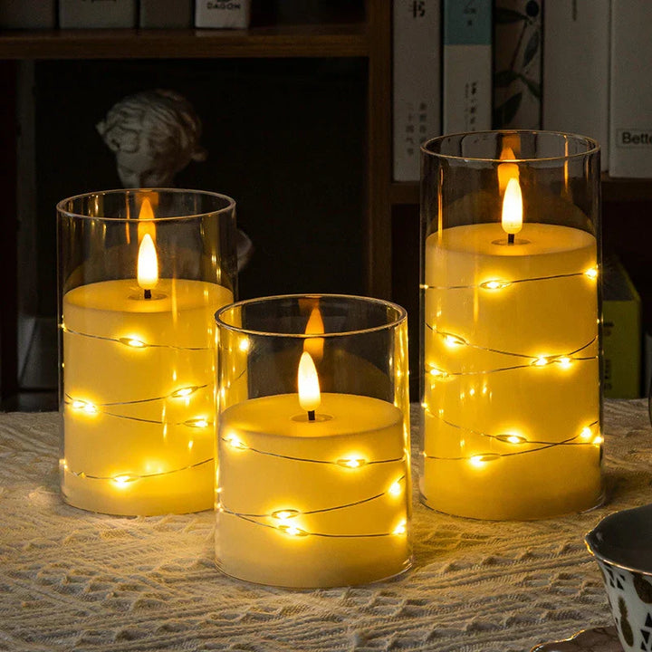 LumiFlame Bougie LED | Lumières en fil de cuivre | Effet cire véritable | 10 / 12,5 / 15 cm | Fonctionne sur piles