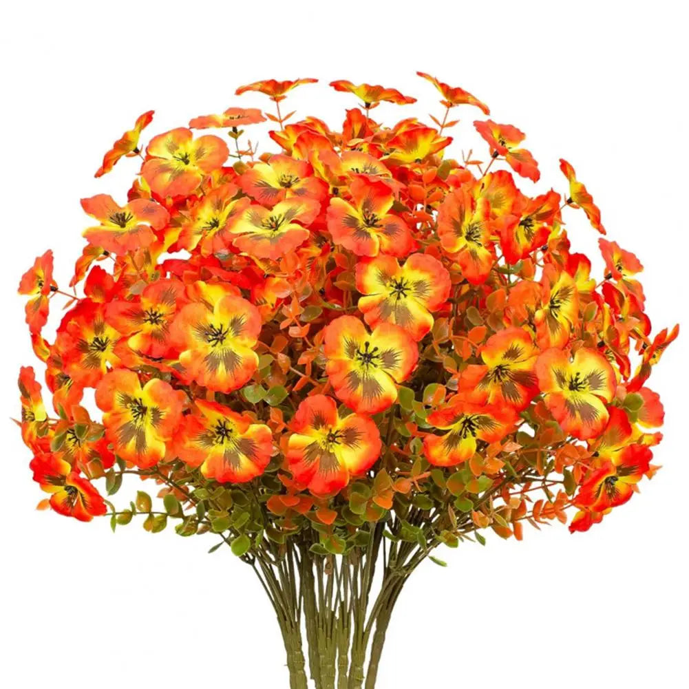 Floravida Élégance  Pensées artificielles avec Eucalyptus | Résistant aux UV | Décoration d'automne pour la maison et le jardin | 37 × 19 cm