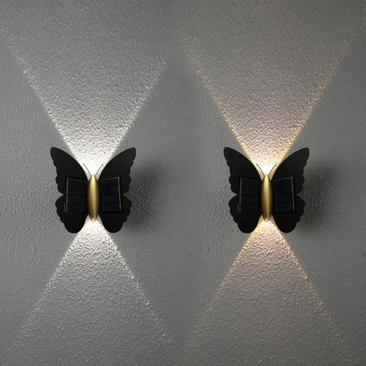 Lumora FlyGlow Lampe Murale Solaire Papillon | Avec Détecteur de Mouvement & Auto On/Off | IP65 Étanche | Pour Jardin & Entrée