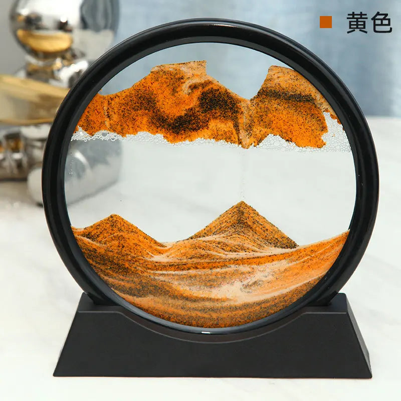 Image de sable 3D Aurelia Flow | Art du sable en mouvement dans le verre | Détente & Décoration | Design rond