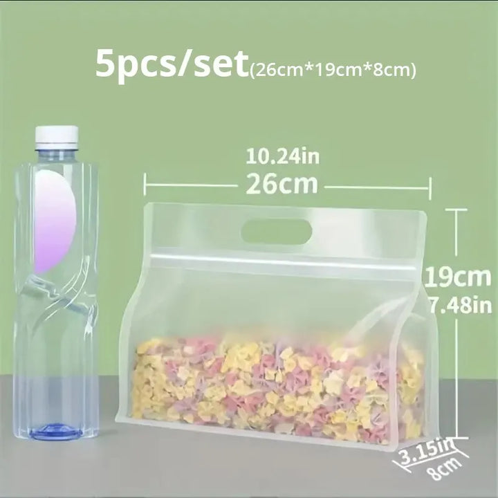 FreshGuard Sacs de rangement | Réutilisables & Étanches | Ensemble de 5 | 26×19 cm & 30×23 cm