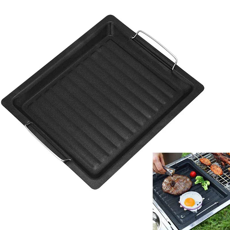 Plaque de Grill en Fonte Feurossa | Pour Grill à Gaz & Cuisinière | 25 × 30 cm | Pour Pizza, Viande, Légumes & Poisson