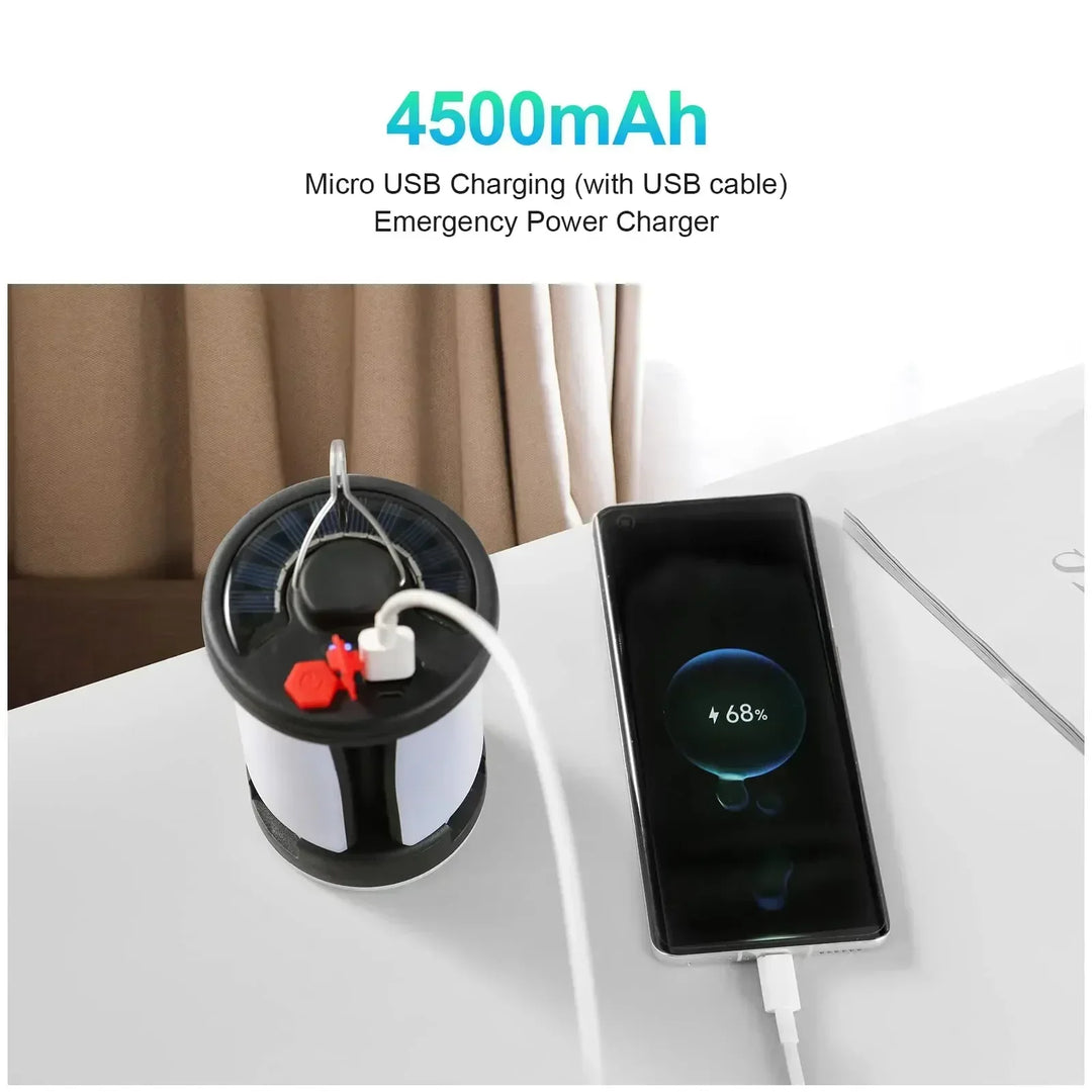 LUMALITE Lampe de Camping Solaire | Chargement USB & Solaire | 6 Modes de Lumière | Pliable & Powerbank – 1000 Lumens