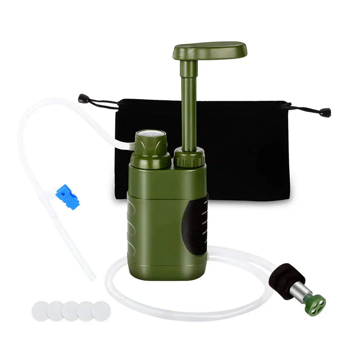 Filtre à eau extérieur PureTrek Survival | Capacité de filtration de 5000 L | Système de filtration en 4 étapes | Compact et robuste