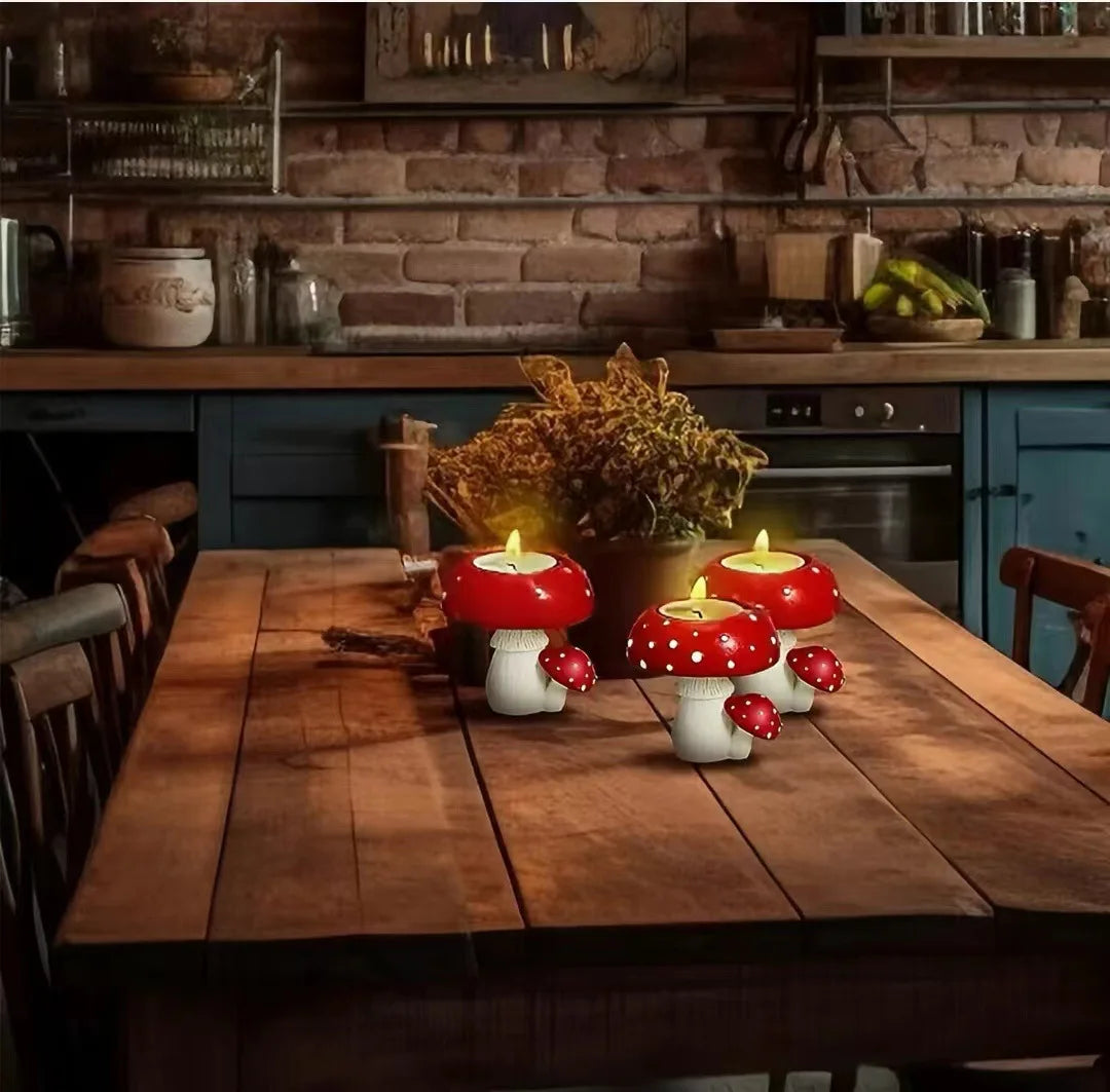 Mycora Porte-bougie Champignon | Décoration artisanale en résine | Porte-thé et accessoire de maison | Design inspiré de la nature