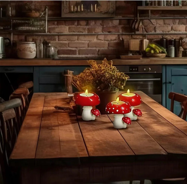 Mycora Porte-bougie Champignon | Décoration artisanale en résine | Porte-thé et accessoire de maison | Design inspiré de la nature