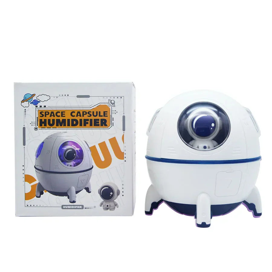 AstroMist Humidificateur d'air | Design Astronaute & Capsule spatiale | Lumière d'ambiance LED | 220 ml | 11 × 11 × 11,9 cm