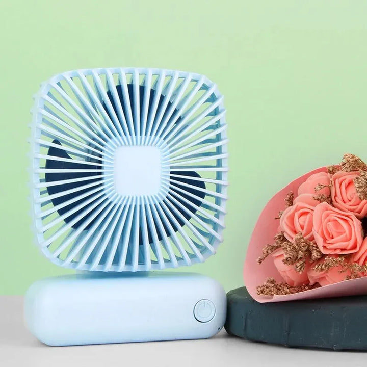 Mini ventilateur de bureau USB BreezeBox PocketCool | 3 vitesses | Rechargeable & silencieux | Portable pour bureau, voiture & extérieur | Batterie de 800 mAh