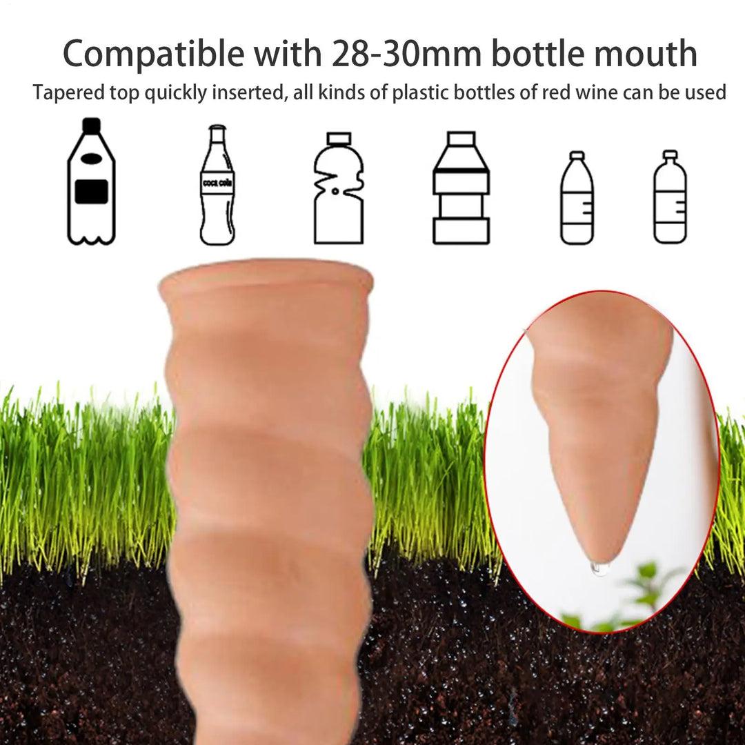 Pointes d'arrosage "Terraplant" | Auto-arrosage en terre cuite | Alimentation automatique des plantes | Ensemble de 4 | 5×16,2 cm