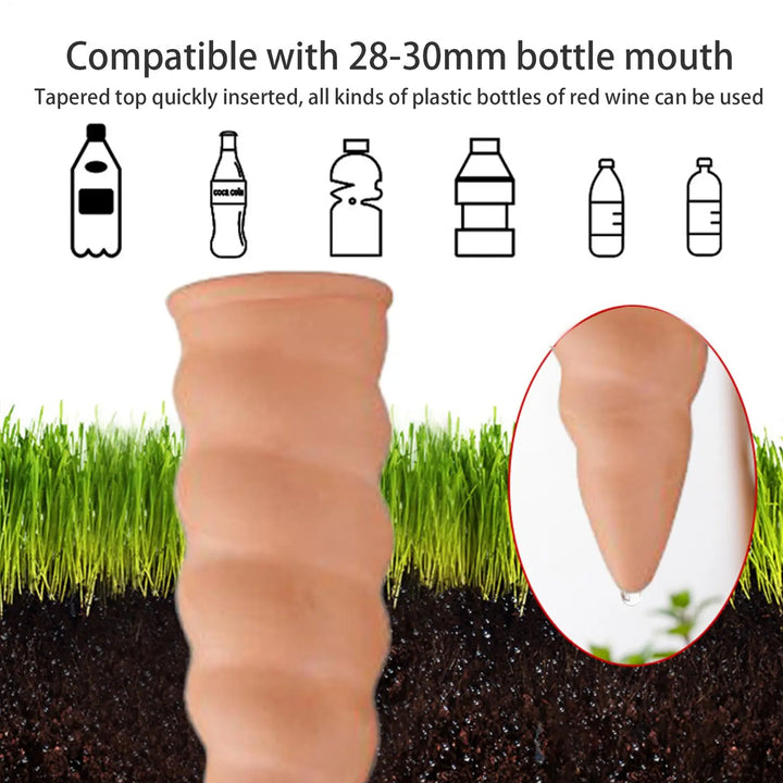 Pointes d'arrosage "Terraplant" | Auto-arrosage en terre cuite | Alimentation automatique des plantes | Ensemble de 4 | 5×16,2 cm