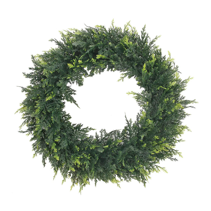 Verdania | Couronne de cèdre artificielle | Toujours verte | 30 cm Ø | Décoration facile d'entretien pour la maison et le jardin