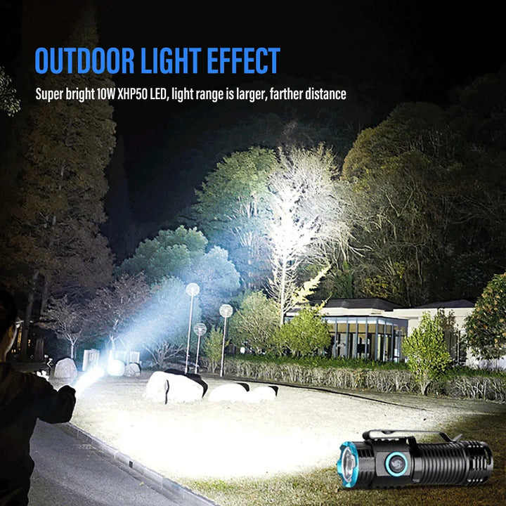 Lampe de poche LED LumiXPro S-359 | Mini XHP50 | Magnétique & Rechargeable | 1000 Lumens | USB & Fonction Clip