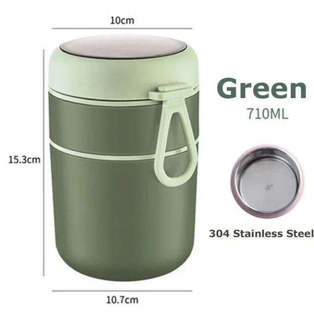 ThermoMea Récipient Thermique en Acier Inoxydable | 530 ml / 710 ml | Tasse Isolée pour Soupe & Déjeuner | Étanche & Durable