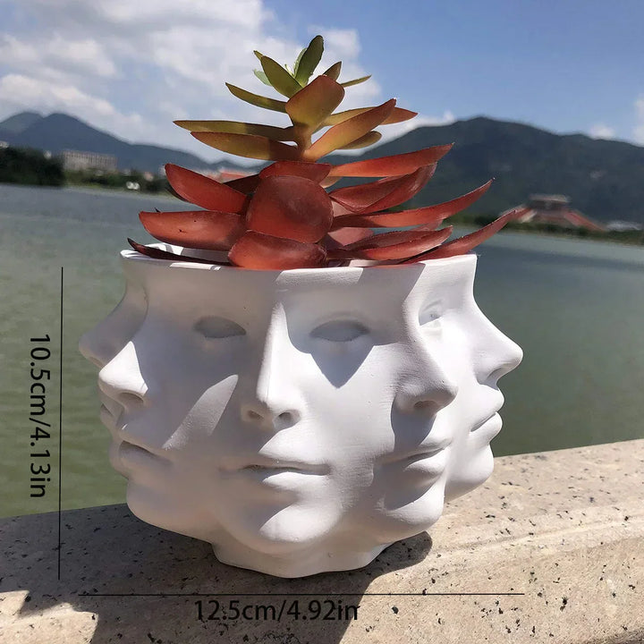 Pot de fleurs VISAGIO | Design de visage 3D | Accessoire de décoration artistique | 12,5 x 10,5 cm | Pour plantes d'intérieur & déco