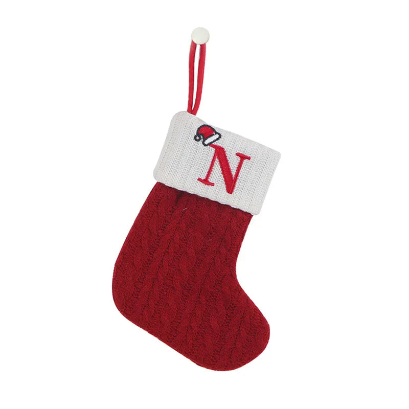 Chaussette de Noël SnowKnit | Tricotée avec un motif de flocons de neige | Décoration de Noël & idée cadeau | 25×15 cm