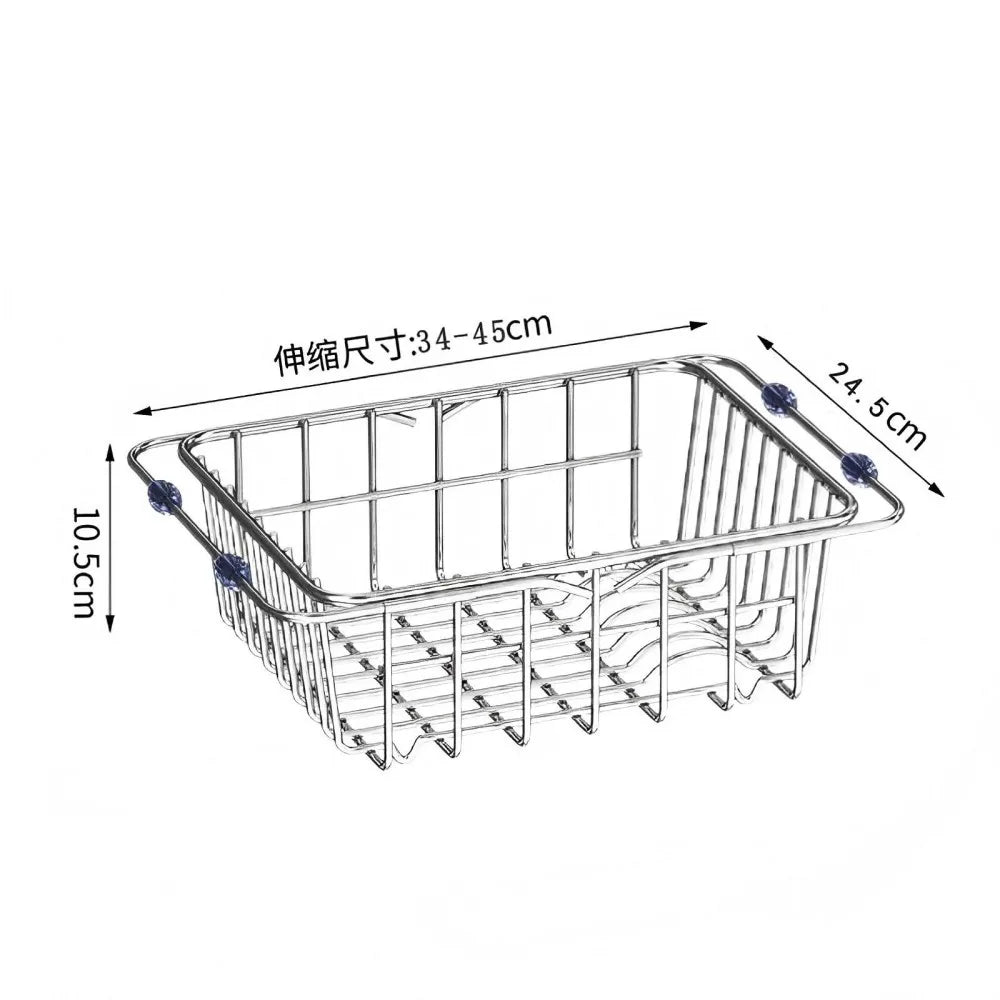 Égouttoir Flexinox | Extensible et Antidérapant | Panier en Acier Inoxydable pour Évier et Plan de Travail