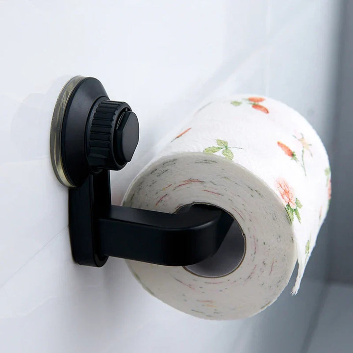 Support mural de papier toilette FixoGrip | Sans perçage | Avec ventouse et fonction de vide | Pour salle de bain et cuisine