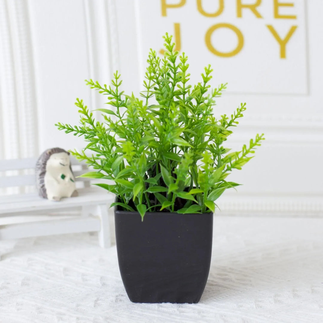 Plante artificielle d'eucalyptus Leafora dans un pot noir | Mini plante décorative | Pour table, salle de bain & bureau
