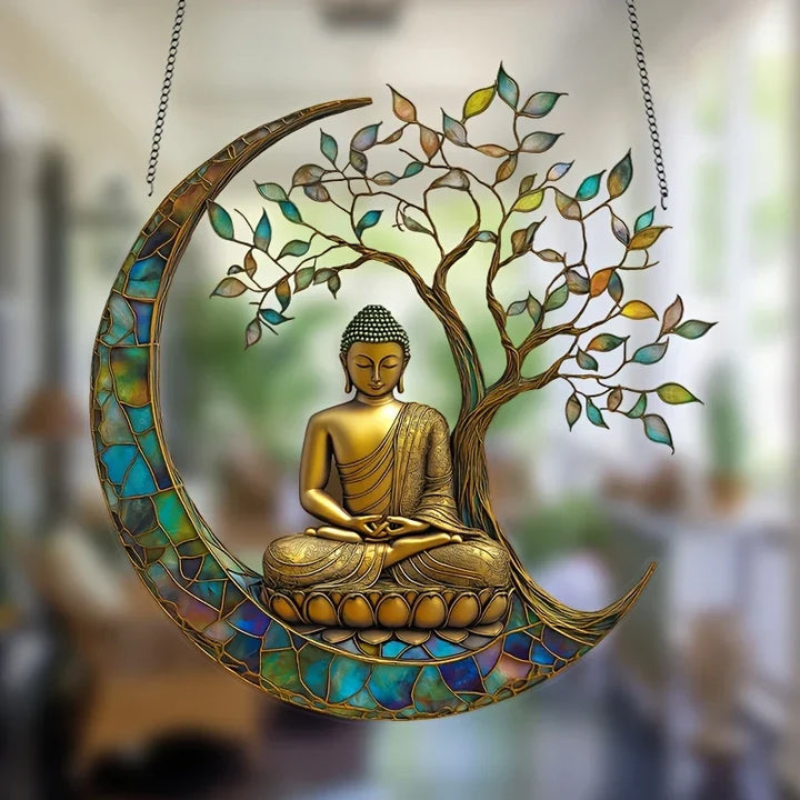 Attrape-lumière en acrylique ZenLight | Décor Bouddha 2D | Accessoire de fenêtre et de maison | Aménagement spirituel