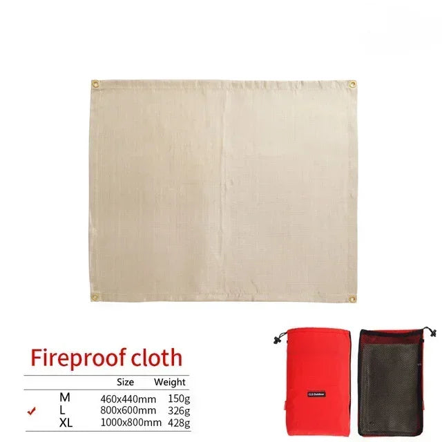 CampVita Tapis de Protection Contre le Feu pour Camping | Résistant à la Chaleur & Ignifuge | Idéal pour Barbecue & Feu de Camp | Fibre de Verre Beige
