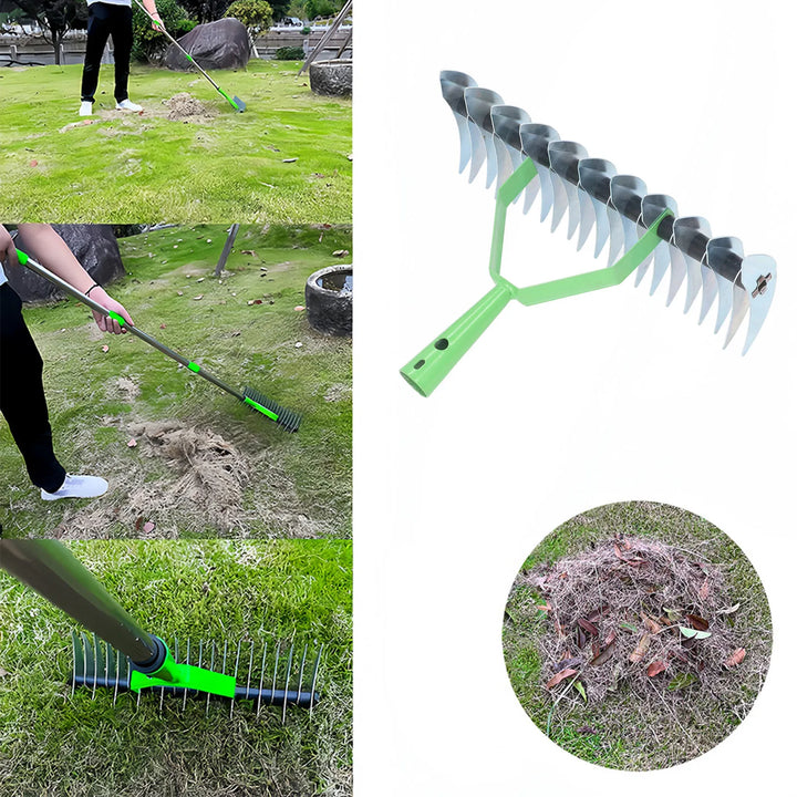 RasenPro Tête de râteau | Scarificateur en acier inoxydable | Dents courbées | Pour mousse, feuilles et entretien du sol