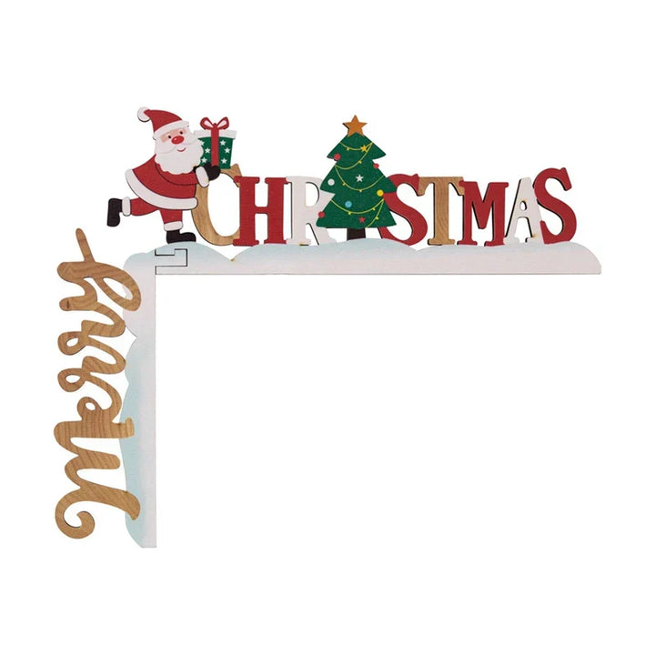 Coin de Noël Décoration SantaCorner | Décoration en Bois pour Portes & Murs | Motif de Noël Amusant avec Lutins & Père Noël | Plaque en Bois 3D