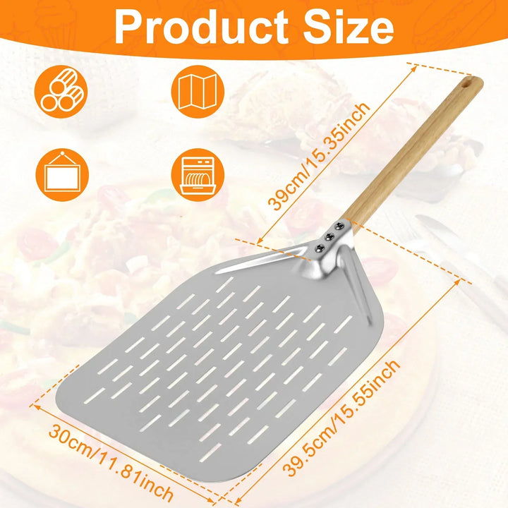 BakeLifter | Pelle à pizza avec poignée en bois | Antiadhésif & Léger | Pour pizza, pain & gâteaux | 16,5–30 cm