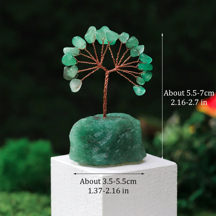 Décoration Arbre en Cristal | Base en Pierre Naturelle & Brute | Arbre de Chance pour la Maison & Bureau