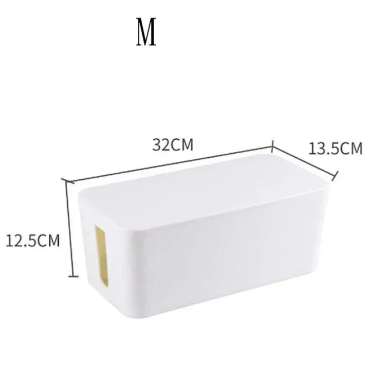 Kabelux Boîte à câbles avec couvercle | 32×13×12 cm | Organisateur de prises et de câbles de chargement | Protection contre la poussière pour adaptateurs et routeurs
