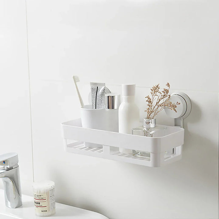 HydraFix DrainRack Étagère Murale Salle de Bain & Cuisine | Sans Perçage | Ventouse Forte & Orifices de Drainage | Capacité de Charge de 2 kg