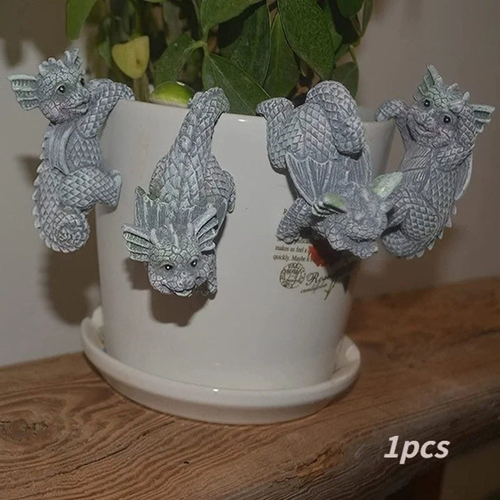 Figurines de dragons suspendues | Décor en résine résistant aux intempéries | Pour pots de fleurs et à la maison
