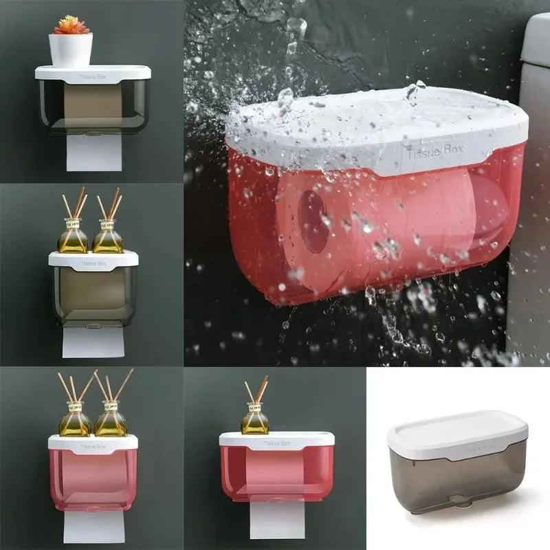 Support de papier toilette mural | Avec étagère et boîte étanche | Moderne et gain de place