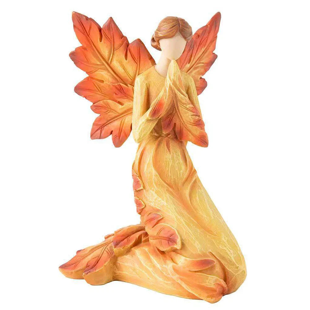 AUTUMNIA Ange en Feuille d'Érable | Figurine en Résine | Décoration Angélique Automnale | 10–15 cm | Pour la Maison & le Jardin