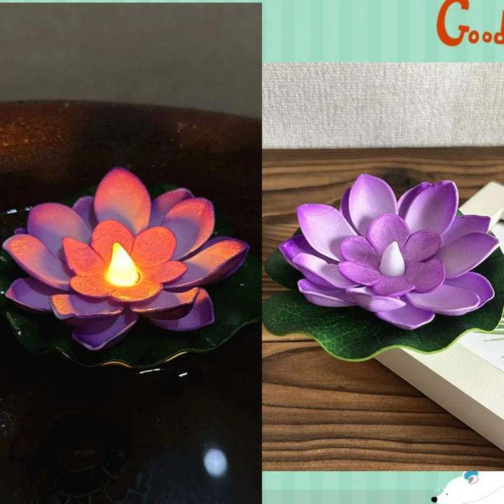 Lampe Lotus Flottante LUMILYA | Capteur d'eau LED | Lumière Blanc Chaud | Pour Étang, Jardin & Fêtes