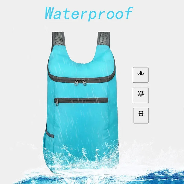 SkyFold LitePack | Sac à dos de plein air pliable 20L | Imperméable & ultraléger | Pour les voyages, la randonnée & les loisirs | Unisexe