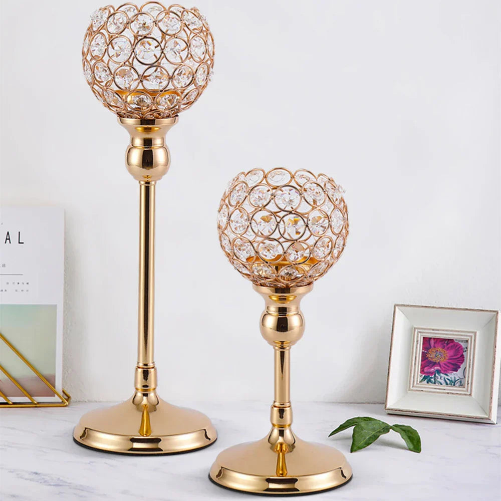 CristaLuce Bougeoir | 3 Coupes en Cristal | Design Arc Moderne | Métal & Verre | 33×9×15,5 cm