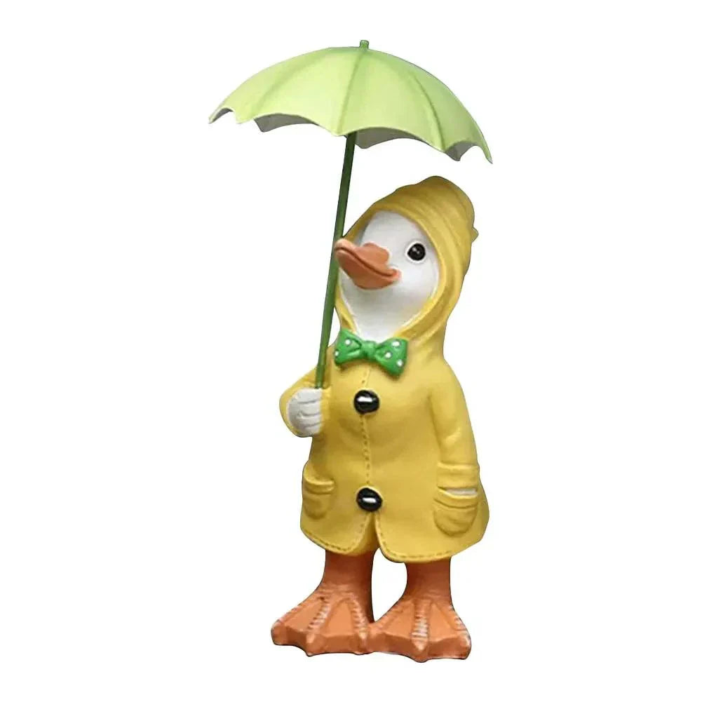 Figurines de jardin Canards 2 pièces | Peints à la main | Résine résistante aux intempéries | 12x6 cm
