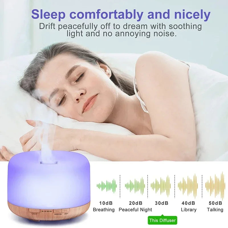 Diffuseur d'arôme Mini Aromora | 500 ml | Aspect bois | Ultrason & veilleuse LED | Fonctionnement USB