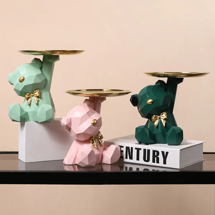 GeoBear | Figurine de rangement ours | Design géométrique en résine | Décoration & rangement pour bonbons & petits objets | 17,5×13 cm