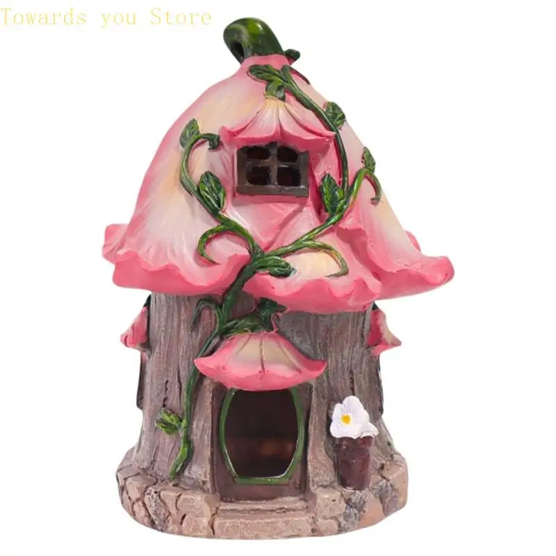 LUMORA Maison de Fée Solaire | Maison Champignon en Résine | Résistante aux Intempéries & Éclairage LED | Décoration de Jardin 18 × 16 × 11 cm