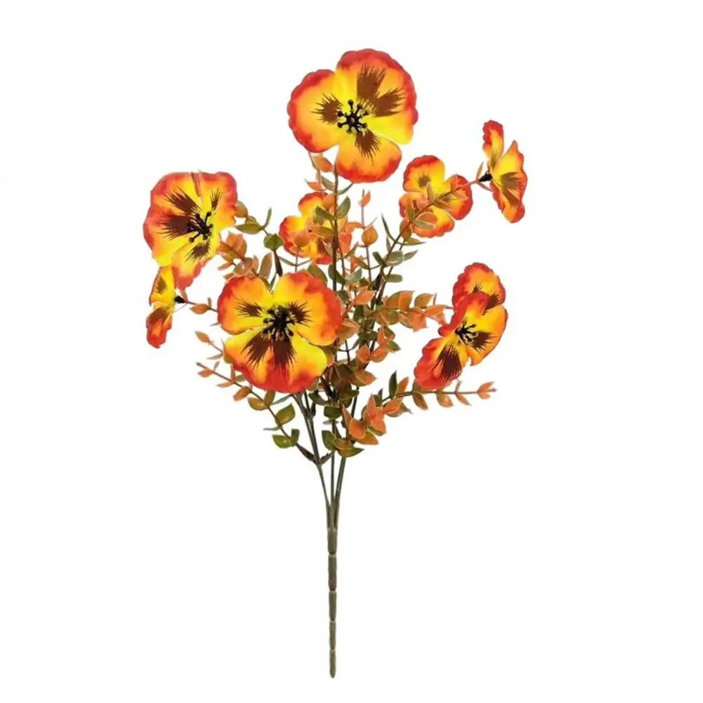 Floravida Élégance  Pensées artificielles avec Eucalyptus | Résistant aux UV | Décoration d'automne pour la maison et le jardin | 37 × 19 cm