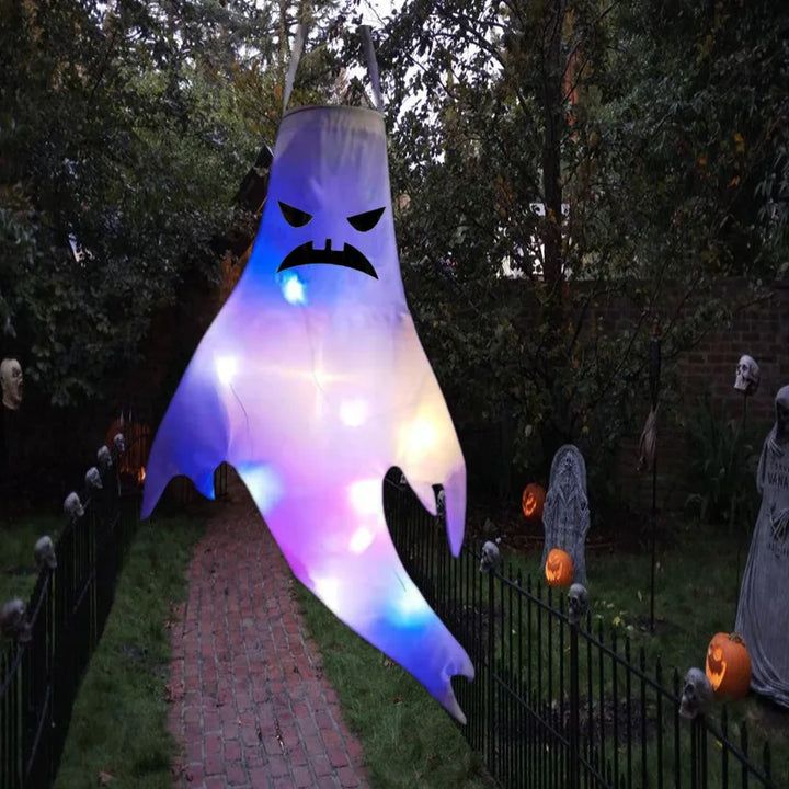 Halloween Fantômes Lumineux SpookyGlow | Décoration Suspendue LED Extérieure | Avec Visages Lumineux | Grand Format
